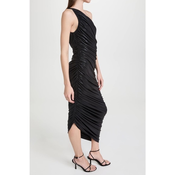NWT Black Norma Kamali Women’s Diana Gown long midi ruched dress. Size: Small - Picture 4 of 12